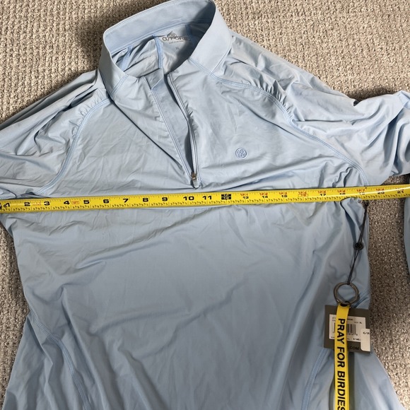 G/Fore Featherweight First Layer Zip Top Olive Womens XL Golf GFore UV Blue NWT - Picture 8 of 11